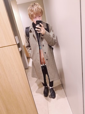 「グレンチェック」｜「アイテム（ナイロンジャケット）」を使った、ゆゆさん（メンズ・175cm）の春コーディネート