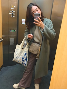 「PUBLIC TOKYO（パブリックトウキョウ）のアイテム（ノーカラージャケット）」を使った、みはさん（レディース・160cm）の冬コーディネート