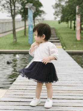 「キッスコーデ」｜「アイテム（ワンピース/ドレス）」を使った、Eliza Hさん（キッズ・80cm）の秋コーディネート