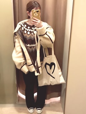 「YELLOWS PLUS（イエローズプラス）のアイテム（ジャケット/アウター）」を使った、まきちさん（レディース・152cm）の冬コーディネート