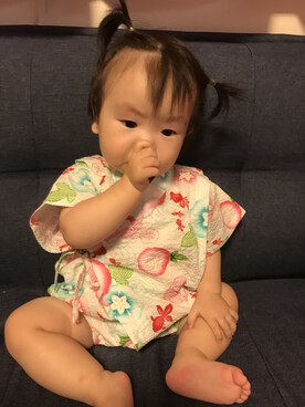 「no brand（ノーブランド）のアイテム（浴衣）」を使った、Ayayanさん（キッズ・70cm）の夏コーディネート