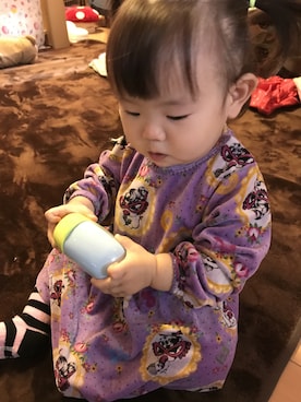 「ボーダーソックス」｜「アイテム（ワンピース/ドレス）」を使った、Ayayanさん（キッズ・70cm）の秋コーディネート