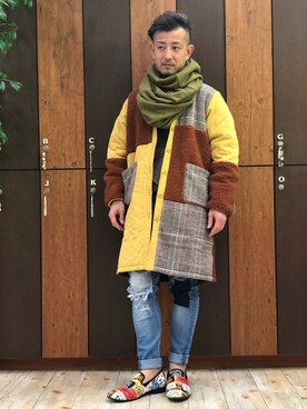 「チャイハネ（チャイハネ）のアイテム（その他アウター）」を使った、Ryuさん（メンズ・167cm）の冬コーディネート
