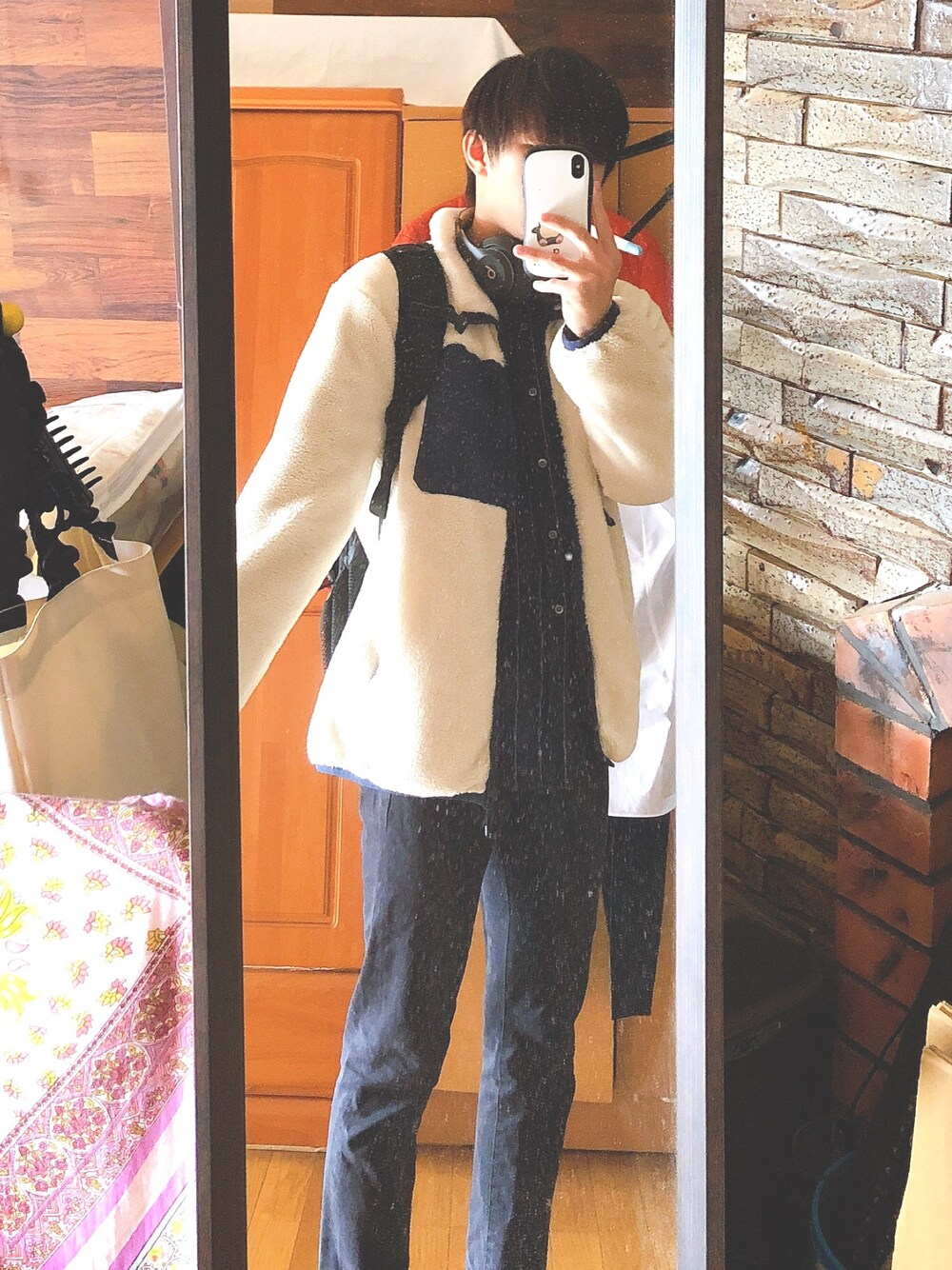 「ikkaのアイテム（その他アウター、ホワイト系）」を使った、かえでさん（メンズ・169cm）の冬コーディネートの1枚目の写真