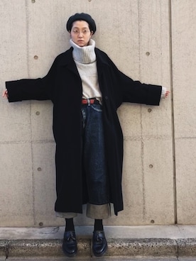 「mame（マメ）のアイテム（ジャケット/アウター）」を使った、小谷実由さん（レディース・167cm）の冬コーディネート