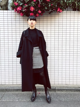 「mame（マメ）のアイテム（ジャケット/アウター）」を使った、小谷実由さん（レディース・167cm）の冬コーディネート