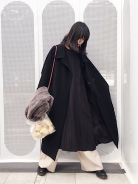 「mame（マメ）のアイテム（ジャケット/アウター）」を使った、小谷実由さん（レディース・167cm）の冬コーディネート