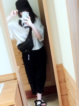 「newneu.（ニューニュー）のアイテム（帽子）」を使った、cさん（レディース・158cm）の夏コーディネート