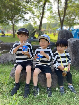 「devirock（デビロック）のアイテム（Tシャツ/カットソー、ブラック系）」を使った、suke3boys★さん（キッズ・120cm）の夏コーディネート