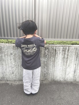 「Auntie Rosa Holiday（アンティローザホリデー）の【Holiday】KIDS　SANTAMONICA　TEE（Tシャツ/カットソー、グレー系）」を使った、suke3boys★さん（キッズ・120cm）の秋コーディネート
