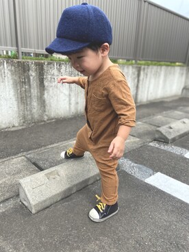 「Ocean&Ground（オーシャン&グラウンド）のアイテム（キャップ）」を使った、suke3boys★さん（キッズ・120cm）の秋コーディネート