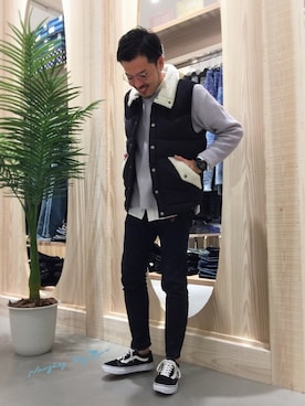 「アイテム（ダウンベスト）」を使った、はらちゃんさん（メンズ・168cm・30代）の秋コーディネート