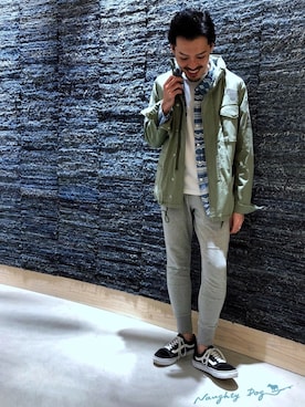 「アイテム（ミリタリージャケット）」を使った、はらちゃんさん（メンズ・168cm・30代）の春コーディネート