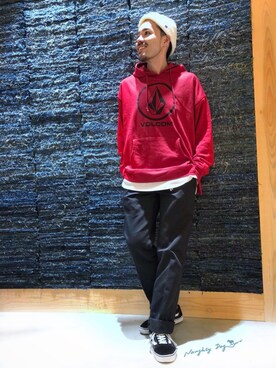 「Champion（チャンピオン）のアイテム（ニットキャップ/ビーニー）」を使った、はらちゃんさん（メンズ・168cm）の秋コーディネート