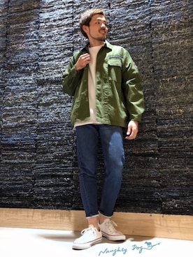 「アイテム（ミリタリージャケット）」を使った、はらちゃんさん（メンズ・168cm・30代）の春コーディネート