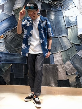 「ノーティードッグ」｜「アイテム（キャップ）」を使った、はらちゃんさん（メンズ・168cm）の夏コーディネート