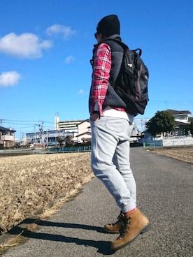「semantic design（セマンティックデザイン）のアイテム（ブーツ）」を使った、Kemujiさん（メンズ・170cm）の冬コーディネート