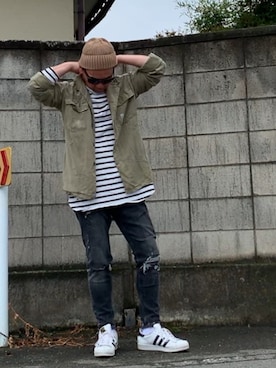 「semantic design（セマンティックデザイン）のアイテム（Tシャツ/カットソー）」を使った、Kemujiさん（メンズ・170cm）の夏コーディネート