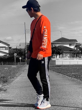 「EDWIN（エドウィン）のアイテム（帽子）」を使った、Kemujiさん（メンズ・170cm）の秋コーディネート