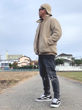 「ボアフリース」｜「アイテム（その他アウター）」を使った、Kemujiさん（メンズ・170cm）の冬コーディネート