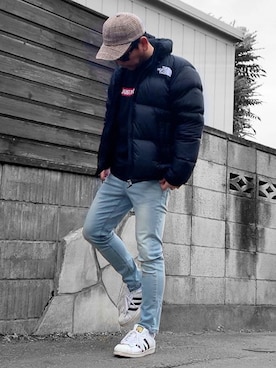 「northface」｜「アイテム（スウェット）」を使った、Kemujiさん（メンズ・170cm）の冬コーディネート