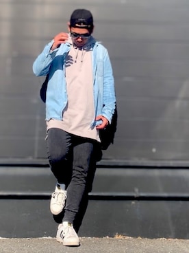 「EDWIN（エドウィン）のアイテム（帽子）」を使った、Kemujiさん（メンズ・170cm）の春コーディネート