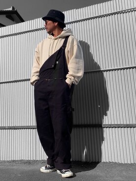 Kemujiさんの「HEAVY WEIGHT SWEAT PARKA/ヘビーウェイト オーバーサイズスウェットパーカー/ビックシルエット」を使ったコーディネート