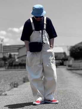 「niko and...（ニコアンド）のアイテム（サロペット/オーバーオール）」を使った、Kemujiさん（メンズ・170cm）の夏コーディネート