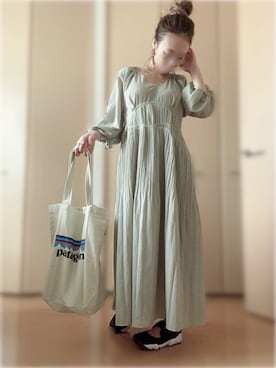 「プリーツ」｜「アイテム（ワンピース/ドレス）」を使った、m⑅﻿さん（レディース・156cm）の夏コーディネート