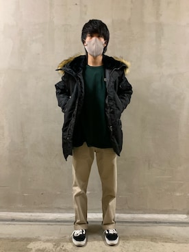 「AVIREX（アヴィレックス）のアイテム（ステンカラーコート）」を使った、tatsuyaさん（メンズ・171cm）の秋コーディネート