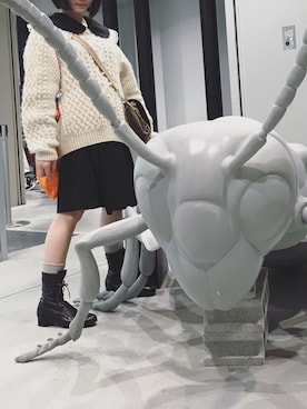 「レザーブーツ」｜「アイテム（ワンピース/ドレス）」を使った、suuさん（レディース・151cm）の冬コーディネート