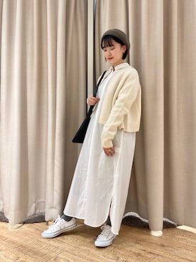 「ゆるニット」｜「アイテム（シャツワンピース）」を使った、suuさん（レディース・151cm）の冬コーディネート