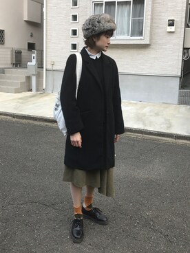 「カオリノモリ」｜「アイテム（チェスターコート）」を使った、yukinoさん（レディース・160cm）の冬コーディネート