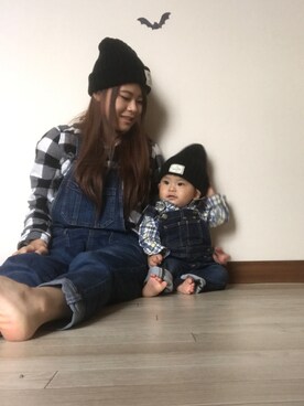 「OLD NAVY（オールドネイビー）のアイテム（オールインワン・サロペット）」を使った、kyomamaさん（キッズ・80cm）の秋コーディネート