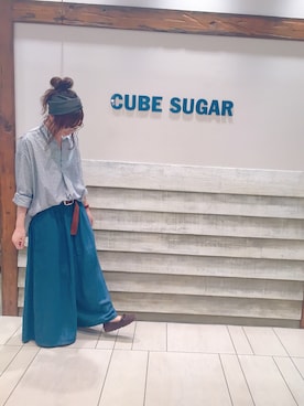 「スキッパーシャツ」｜「アイテム（オールインワン・サロペット）」を使った、やぎさん（レディース・163cm）の夏コーディネート