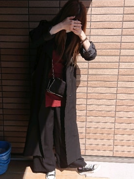 「LVEU.（ラブユ.）のアイテム（トレンチコート）」を使った、no...。さん（レディース・174cm）の春コーディネート