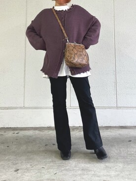 「tiptop（ティップトップ）の前後2wayニットカーディガン（カーディガン/ボレロ）」を使った、もももさん（レディース・157cm）の春コーディネート