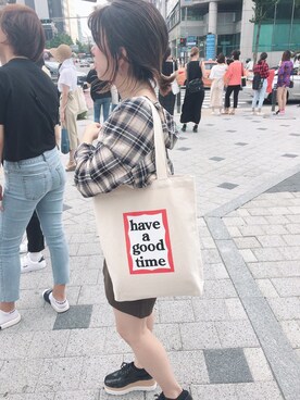 「韓国ファッション #K（カンコクファッションシャープケイ）のアイテム（ジャケット/アウター、ベージュ系）」を使った、m@iさん（レディース・148cm）の夏コーディネート