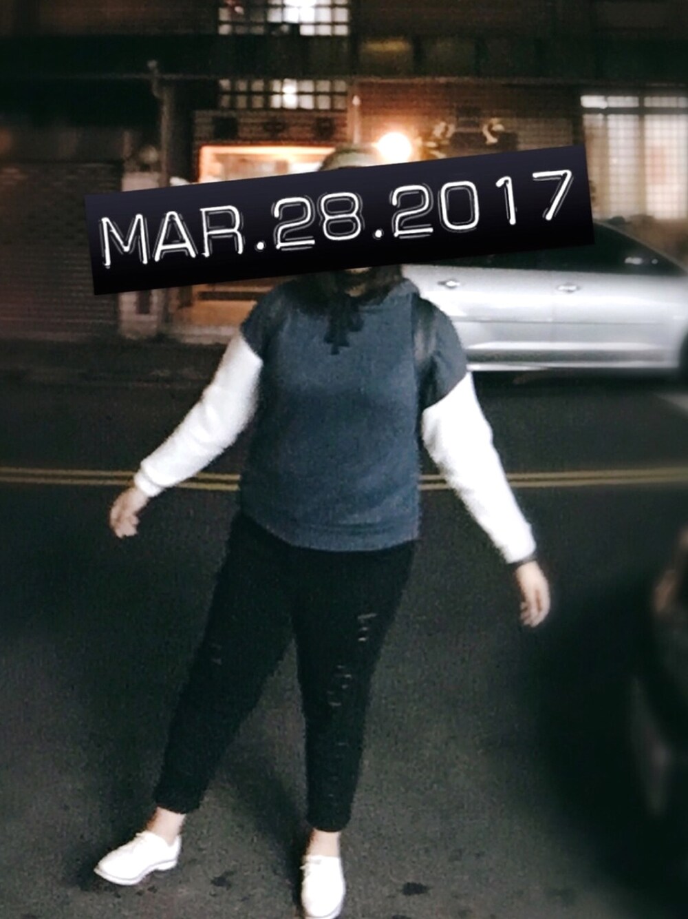 「ootd、school、plussize」｜「DaisyDaysのアイテム（トップス、ブルー系）」を使った、Wei Hsuan さん（レディース・172cm）の春コーディネートの1枚目の写真