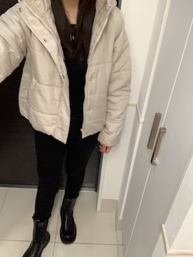 「UNIQLO（ユニクロ）のWOMEN ウルトラストレッチジーンズ（デニムパンツ）」を使った、mさん（レディース・161cm）の冬コーディネート