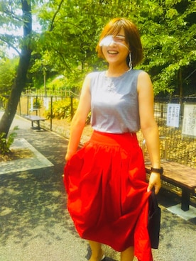「Spick & Span（スピックアンドスパン）のCOボリュームスカート◆（スカート、レッド系）」を使った、KAO_lucyさん（レディース・162cm）の春コーディネート
