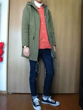 「CIAOPANIC（チャオパニック）のアイテム（モッズコート）」を使った、3つさん（メンズ・186cm）の冬コーディネート