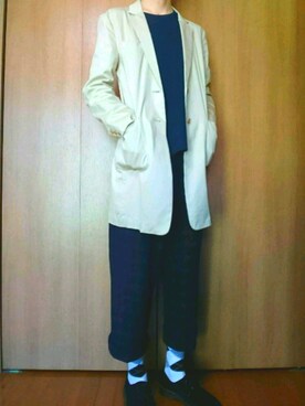 「ADAM ET ROPE'（アダムエロペ）のアイテム（チェスターコート）」を使った、3つさん（メンズ・186cm）の春コーディネート