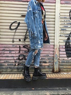 「オシャレパッソ」｜「アイテム（デニムジャケット）」を使った、NANAPUさん（レディース・163cm）の秋コーディネート