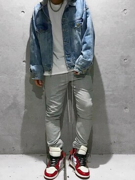 「ストリートカジュアル」｜「アイテム（デニムジャケット）」を使った、ザーカリさん（メンズ・176cm）の秋コーディネート