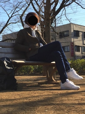 「ZIP FIVE（ジップファイブ）のアイテム（ライダースジャケット）」を使った、nnnさん（メンズ・178cm）の冬コーディネート