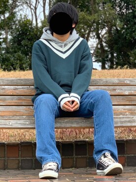 「BASQUE magenta（バスクマゼンタ）のアイテム（ニット/セーター）」を使った、nnnさん（メンズ・178cm）の冬コーディネート