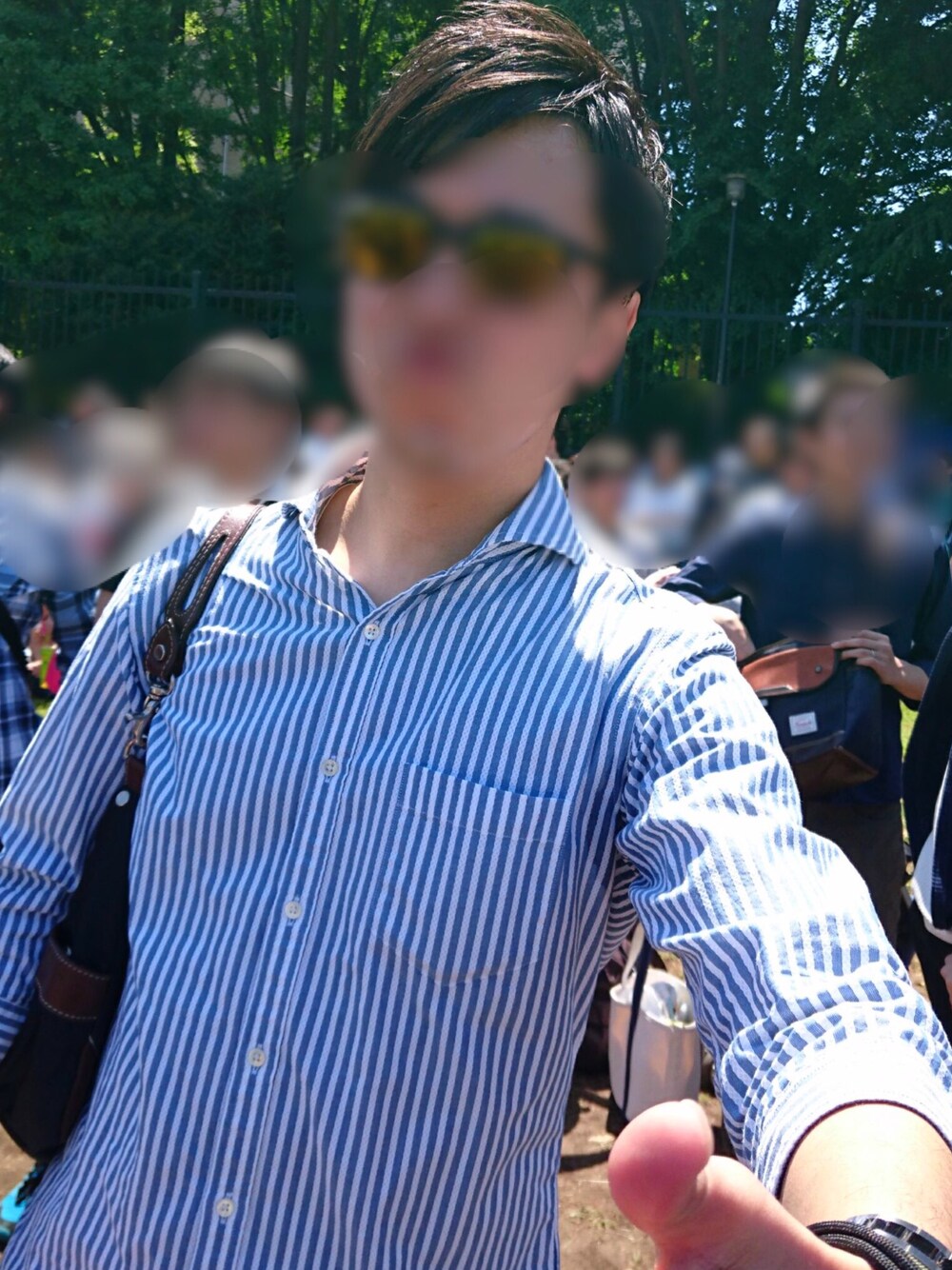 「本田翼、の声を聞けたよ、まさか、男とはね」｜「SHIPSのアイテム（シャツ/ブラウス、ブルー系）」を使った、わっくー！さん（メンズ・168cm）の春コーディネートの1枚目の写真