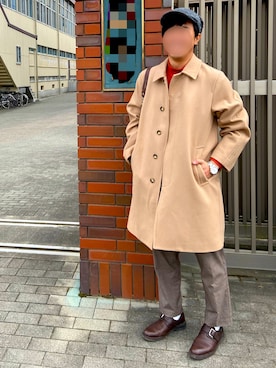 「JOURNAL STANDARD（ジャーナルスタンダード）のアイテム（ステンカラーコート）」を使った、わっくー！さん（メンズ・170cm）の春コーディネート