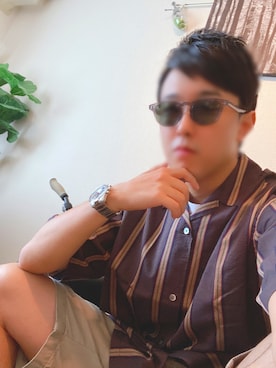 「サングラススタイル」｜「アイテム（アナログ腕時計）」を使った、わっくー！さん（メンズ・170cm）の夏コーディネート